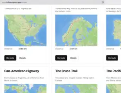 In The Long Run route cards showing famous running routes on maps.
