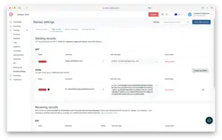 The Mailgun UI showing the DNS to configure to use a sending domain.