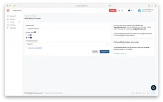 The Mailgun UI showing how to add a sending domain.